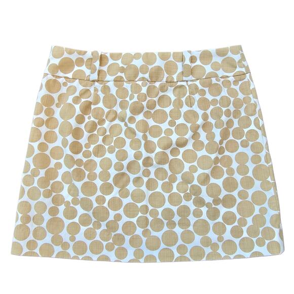 PolkaDot Mini Skirt Size 2 J.Crew Tan White Dots - Picture 5 of 5